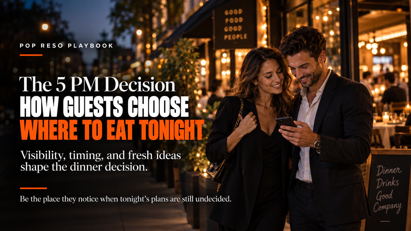 A couple looking at their phone deciding where to eat